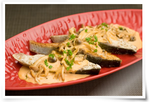 Amberjack Meuniere with Two kinds of Mushroom Sauce